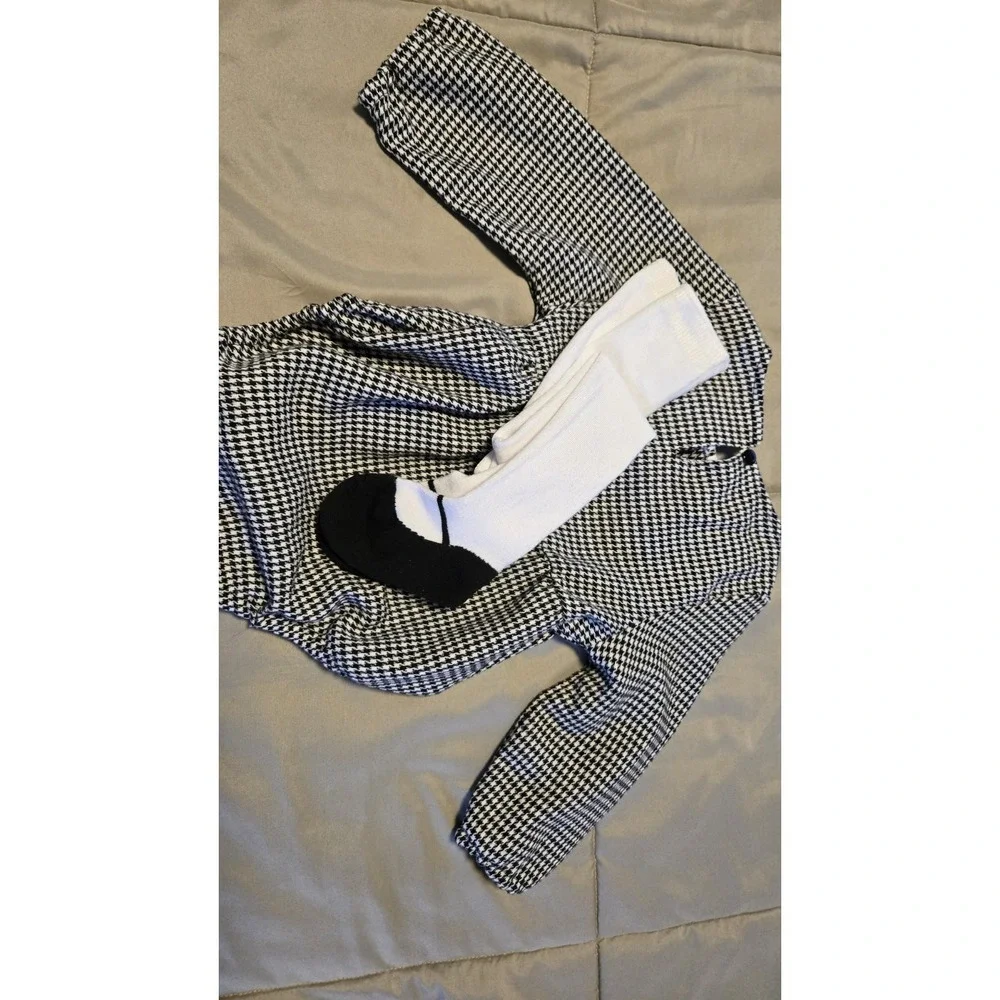 Baby Girl Houndstooth Outfit Set 12-18M Lila & Jack Peter Pan Collar + Tights - Picture 2 of 5